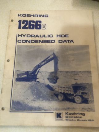 Koehring Model 1266d Hydraulic Hoe Excavator Condensed Data Brochure Vintage