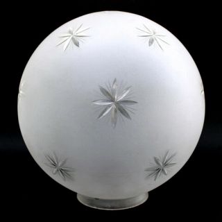 Antique Vtg Satin Glass Globe Lamp Shade With Star Cut Gwtw Pendant Crystal Ball