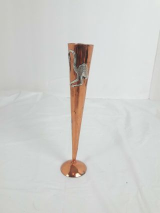 Vintage Vicky Industria Copper & Sterling Silver 925 Maya Bird Design Vase X1