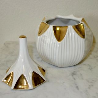Jonathan Adler White Gold Fontana Lidded Ceramic Canister Handmade In Peru 2