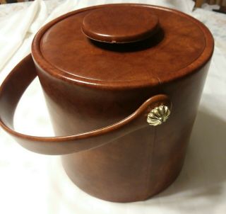Vintage Kraftware Faux Leather Insulated Ice Bucket Brown