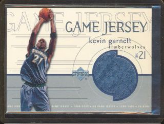 1999 - 00 Upper Deck Game Jersey Gj36 Kevin Garnett Gu Jersey Patch Relic Hof