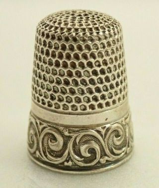 Antique Sterling Silver Sewing Thimble 7 Waite Thresher Co