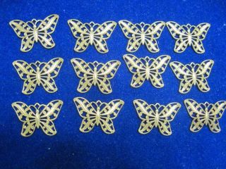Vtg Pierced Filagree Butterflys Brass Finding Stamping 1.  5 "