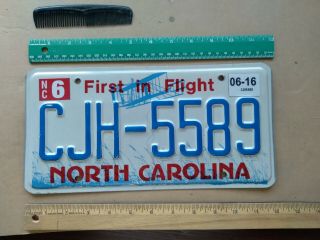 License Plate,  North Carolina Wright Bros.  Plane @ Kitty Hawk,  Passenger Djh 5589