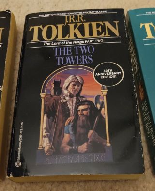 The Two Towers Hobbit By JRR Tolkien 50th Anniversary Edition Vintage Paperback 3