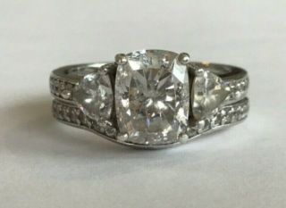 Vintage 925 Sterling Silver Cz Wedding And Engagement Ring Set 8 Grams Size 8