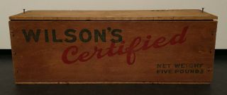 Vintage 1930s - 1940s Wooden Wilson’s Certified Cheese Box With Lid Five Pounds