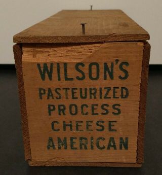 Vintage 1930s - 1940s wooden Wilson’s Certified Cheese Box WITH LID five pounds 2