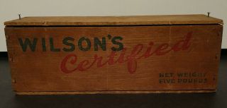 Vintage 1930s - 1940s wooden Wilson’s Certified Cheese Box WITH LID five pounds 3