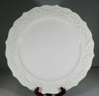 Pier 1 Imports " Antique Scroll " Set Of 2 China Dinner Plates Hand - Painted