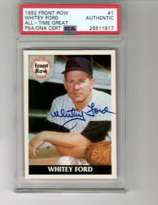 1992 Front Row Whitey Ford Auto Psa/dna 1 York Yankees Hof All Time Great