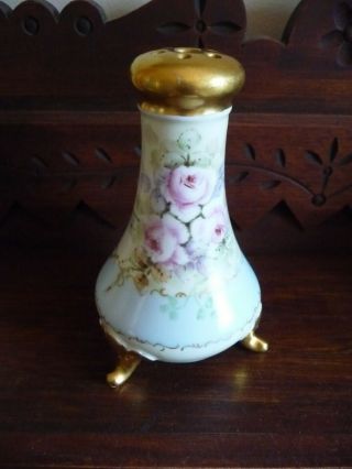 Antique Limoges France Hand Painted Pink Floral Rose Porcelain Hat Pin Holder