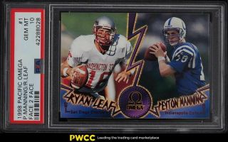 1998 Pacific Omega Face 2 Face 2 Face Peyton Manning Ryan Leaf Rookie 1 Psa 10