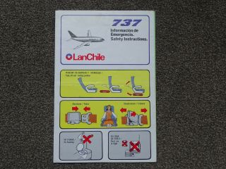 Lan Chile Boeing 737 Airline Safety Card