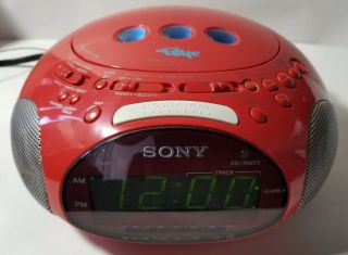 Sony Psyc Icf - Cd831 Red Alarm Clock Cd Radio Dream Machine &