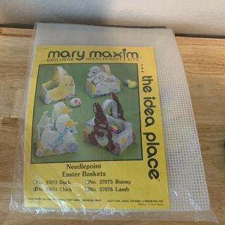 Vintage Mary Maxim Chick Easter Basket Plastic Canvas Kit Complete Started
