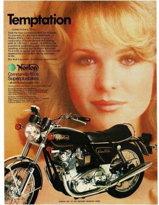 1973 Norton Commando 850 Motorcycle Black Superplusbikes Vintage Print Ad