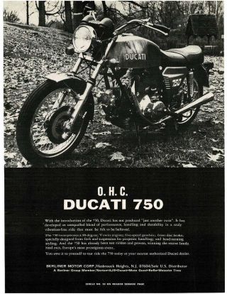 1973 Ducati 750 Motorcycle Vintage Print Ad