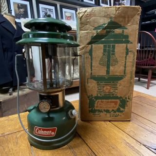 Vintage Coleman 220h Double Mantle Lantern With Box Dated 5/73