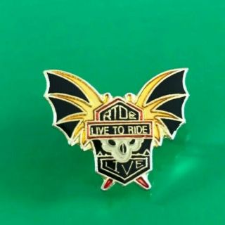 Vintage Motorcycle Live To Ride Skull Bat Wings Scary Bcollectible Enamel Pin