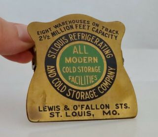 Lewis O’fallen Cold Storage Vintage Antique Advertising Brass Paper Clip - 80951