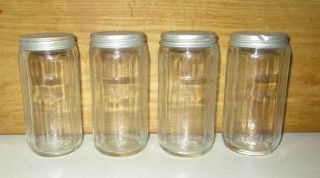 4 Antique Hoosier Style Spice Jars With Aluminum Lids