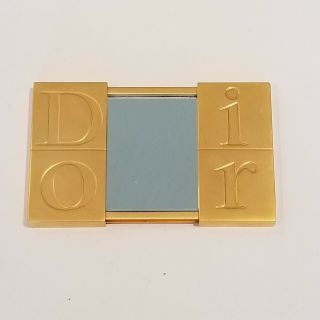 Vintage Christian Dior Paris France Sliding Compact Mirror Gold Slides To Open