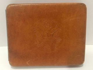 Vtg Wwii Us Military Army Leather Cigarette Case/eagle Insignia