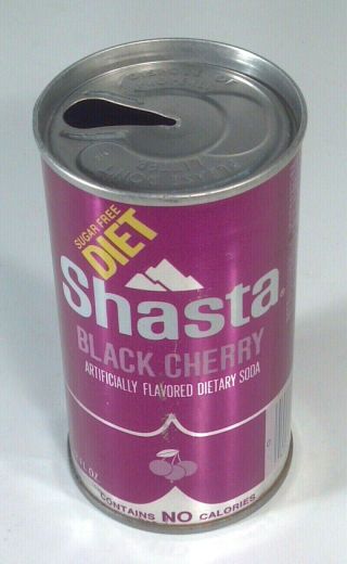 Vtg Shasta Sugar Diet Black Cherry Soda Pop Can Straight Steel Hayward Ca