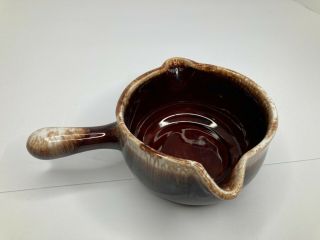 Vtg Mccoy Brown Drip Glaze 1428 Soup Bean Bowl W/handle & Spouts No Chips/cracks