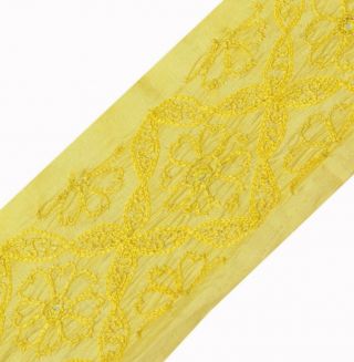 Vintage Saree Border Indian Craft Trim Embroidered Sewing Ribbon Lace Yellow