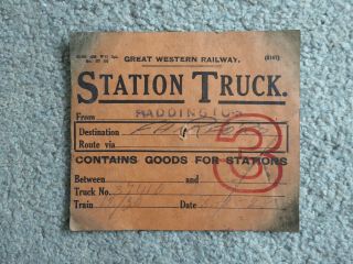 Great Western Railway Gwr Wagon Label Station Truck Paddington To Fairford 1929