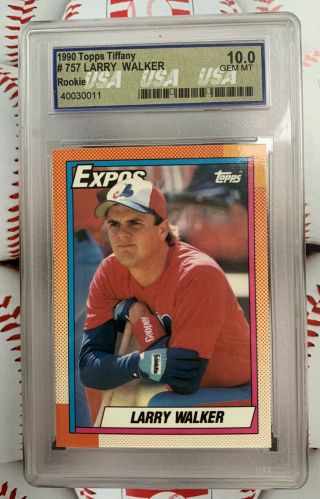 1990 Topps Tiffany - Larry Walker Rc 757 Montreal Expos Rookie Usa 10