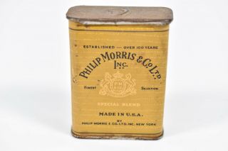 Vintage Phillip Morris Cigarette Metal Advertising Tin Slide Top Case Tobacco
