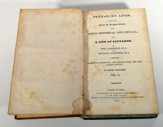 1844 Antique Classic Book Plutarch 
