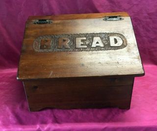 Antique Vintage Solid Wood Bread Box - Kitchen Decor