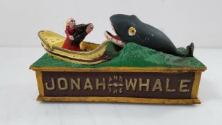 Vintage Cast Iron Jonah And The Whale Mechanical Bank