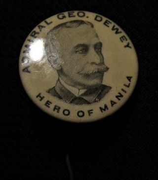 Antique Admiral George Dewey Hero Of Manila Stick Pin - Spanish American War Saw