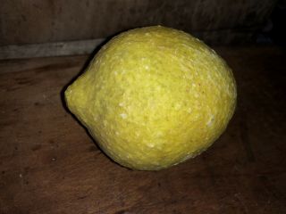 Early Vintage Antique Italian Alabaster Stone Fruit Yellow Lemon Old Patina Nm