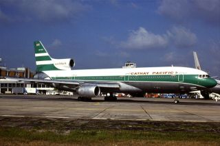 35mm Colour Slide Of Cathay Pacific L - 1011 Tristar Vr - Hhy In 1981