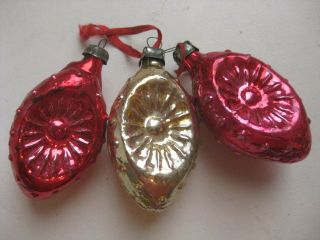 Vintage Russia Christmas Glass Ornaments " 3 Icicles "