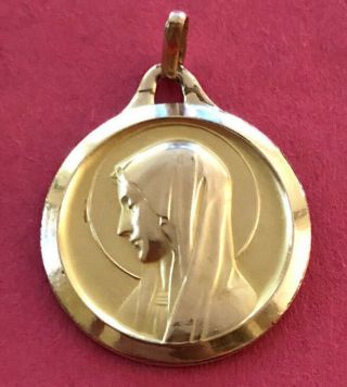 Antique Catholic Religious Holy Medal // Gold Tone // Our Lady Lourdes " Oria "