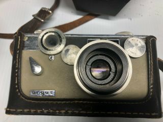 Vintage Argus C3 35mm Camera With External Flash Attachment And Case