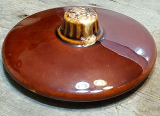 Vintage Ceramic Brown Drip Glazed Pottery Jar Lid Replacements 4 1/2 "