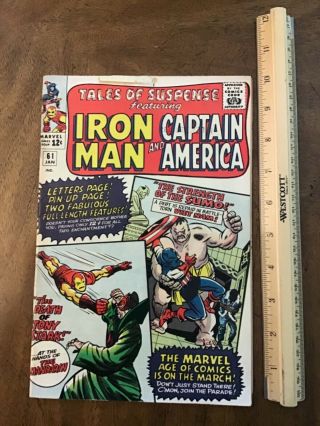 Vintage Tales Of Suspense 61 Marvel Comics 1965 Captain America & Iron Man