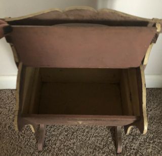 Vintage Antique Primitive Wooden Sewing Box Stand Double Sided 2 Door Hinges SM 2