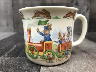 Vintage 1936 Royal Doulton Bunnykins English Fine Bone China Mug Train Scene