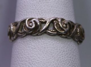 Size 8 Antique Artist Signed Ssbt (?) Sterling Silver Floral Art Nouveau Ring