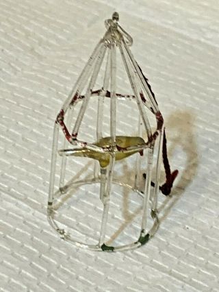 Antique German Glass Christmas Ornament Bird In A Cage 3.  5 "